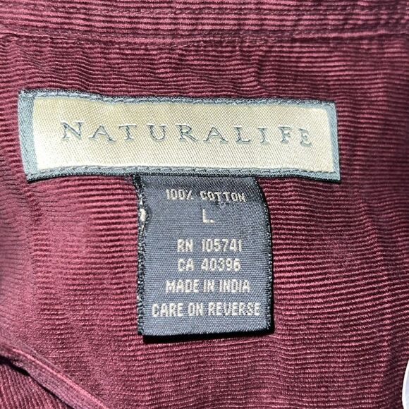 NATURAL LIFE Merlot Cotton Corduroy Button Up Shirt NWT- L - Picture 9 of 10